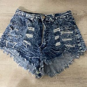 High Waisted Ripped Jean Shorts